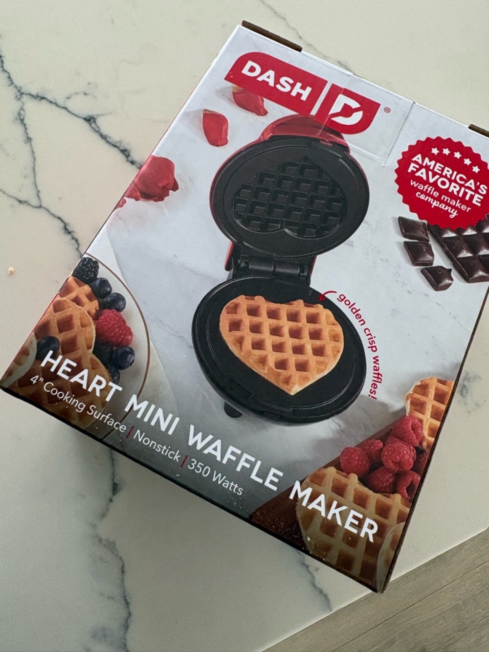 Ash Heart Mini Waffle Maker — Red